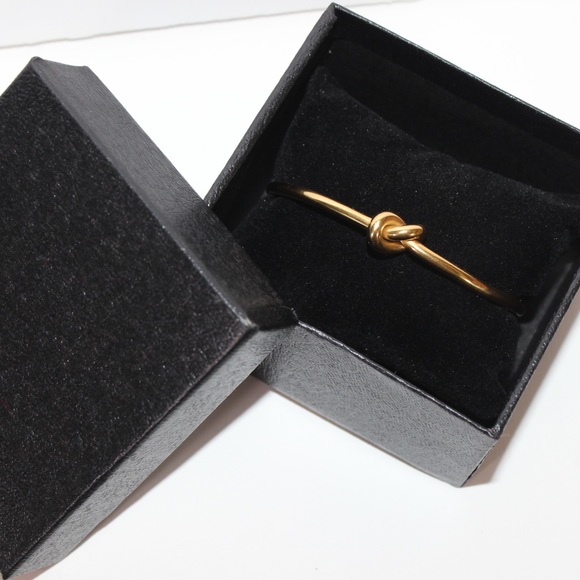 GOLD BRACELET 18k Gold Cuff Bracelet Minimalist Simple Bracelet  Knot Bracelet - Picture 5 of 9